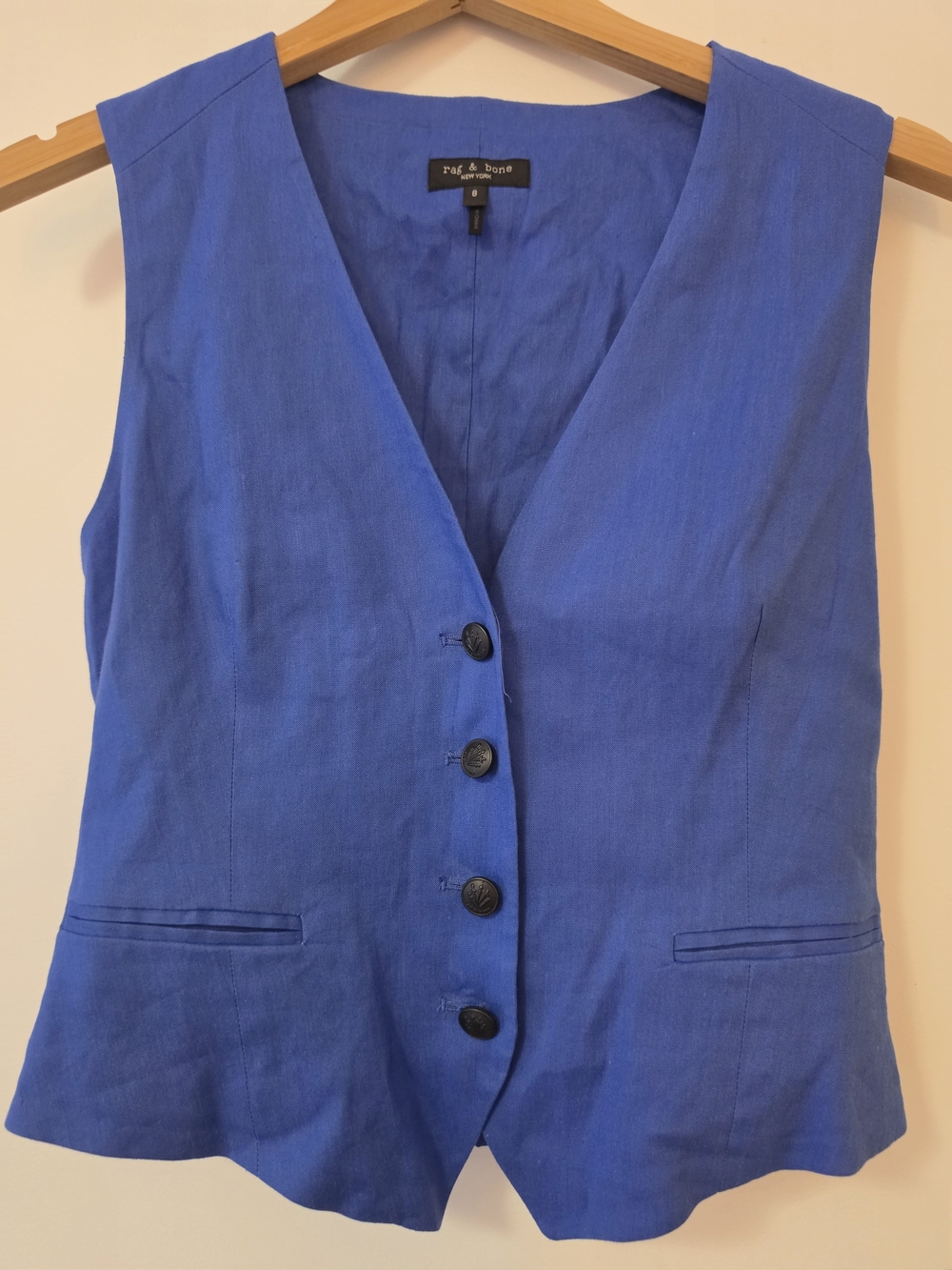rag & bone Cobalt Blue Linen-Blend Sleeveless Vest